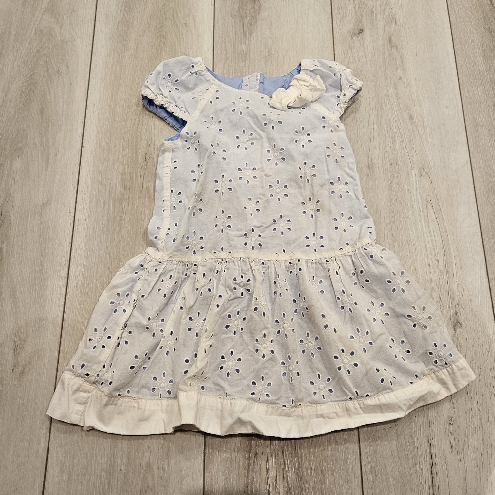 Janie and Jack dress, blue, white, floral, size 4